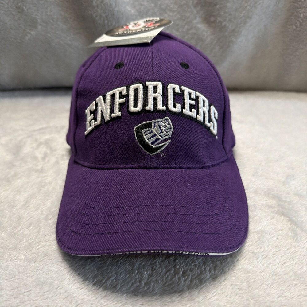 Vintage 2001 Chicago Enforcers XFL Hat Drew Pearson NWT Purple Hook-and-Loop Cap